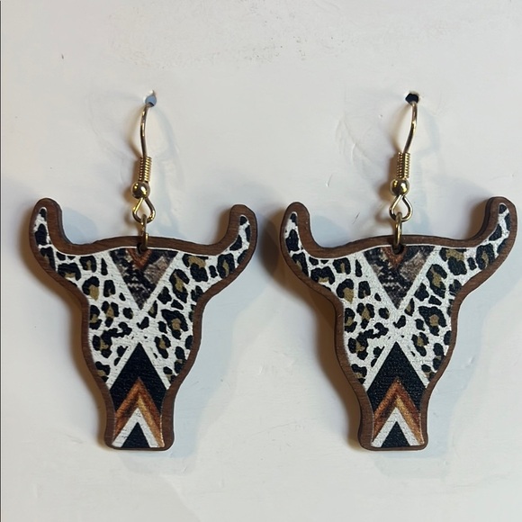 Accessories - Leopard Print Bull Head Earrings